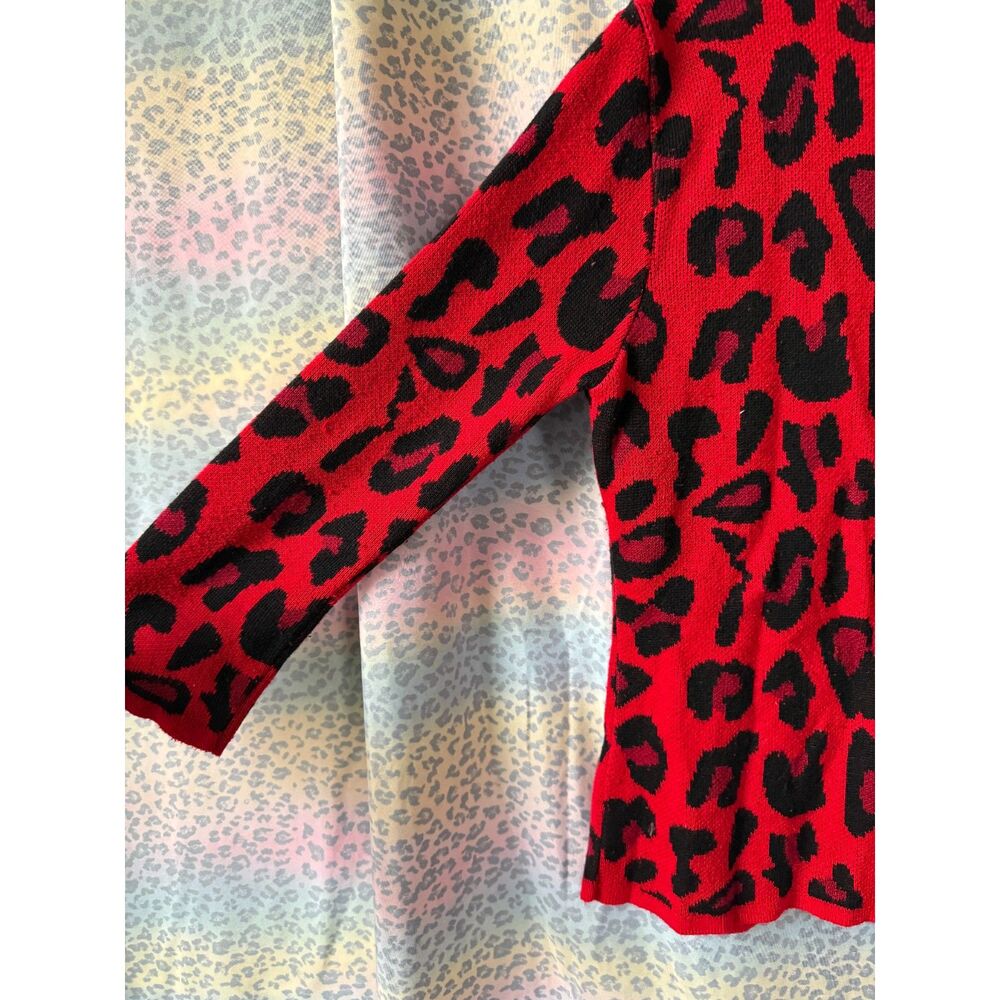 Limbo Lounge Red Leopard Print Button-Up Cardigan… - image 4